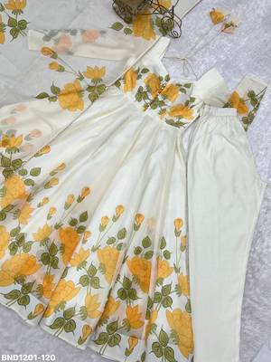 white printed organza kurta set 4