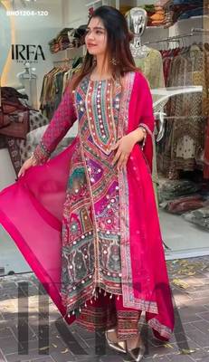 multicolor printed georgette women kurta set 1
