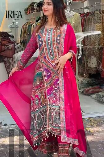 Multicolor georgette printed kurta-sets
