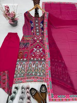 multicolor printed georgette women kurta set 3