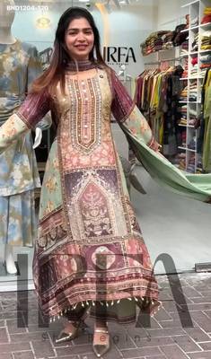 multicolor printed georgette kurta set 1