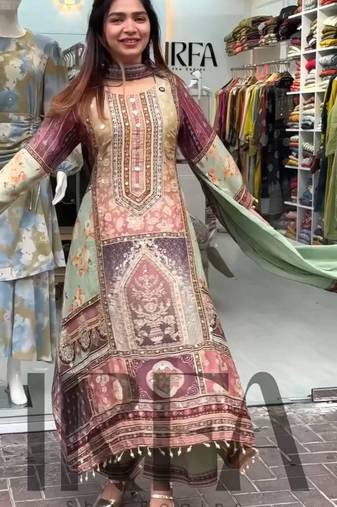 Multicolor georgette printed kurta-sets