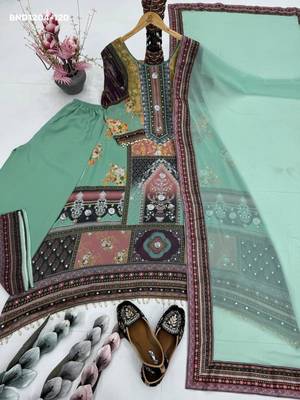 multicolor printed georgette kurta set 3