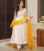 White georgette embroidered kurta-sets