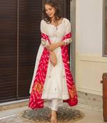 White georgette embroidered kurta-sets