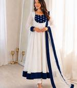 White silk blend plain kurta-sets