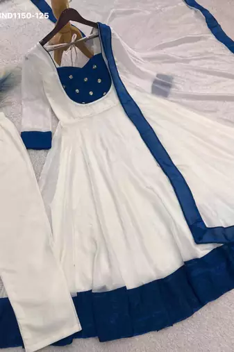 white silk blend plain kurta set