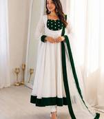 White silk blend plain kurta-sets