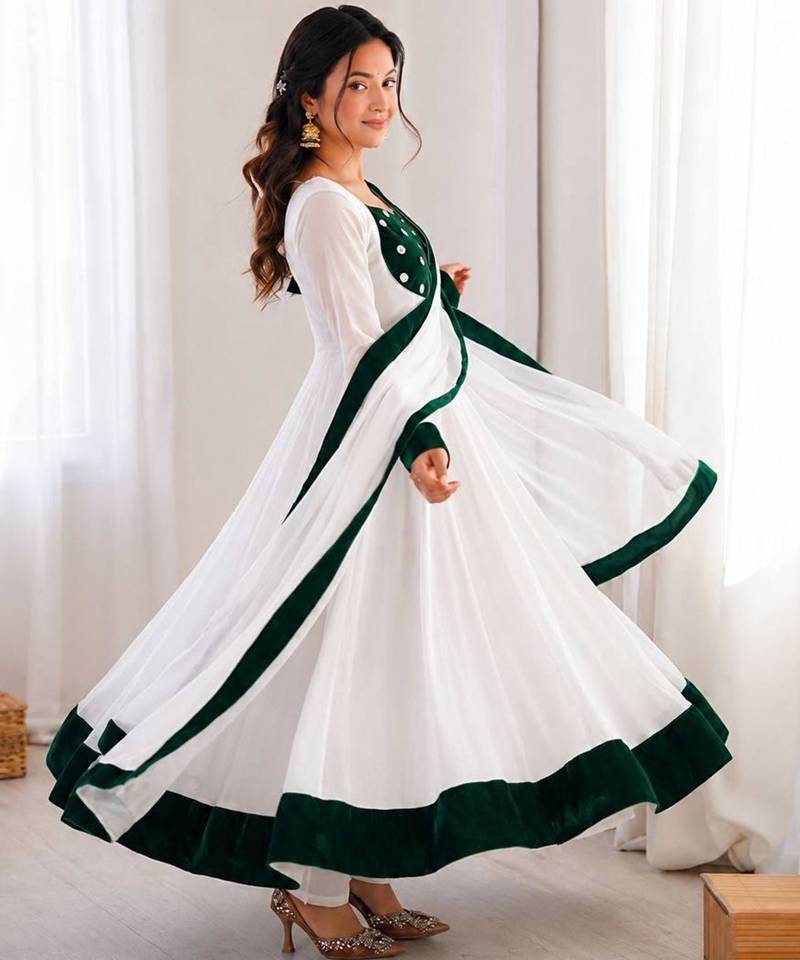 White silk blend plain kurta-sets