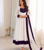 White silk blend plain kurta-sets