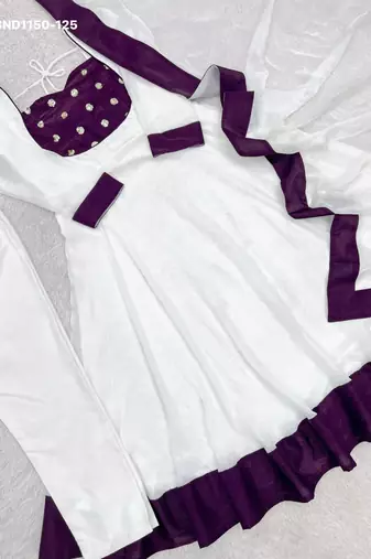 white plain silk blend kurta set