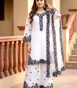 White chanderi embroidered kurta-sets