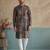 Mens viscose rayon multi abstract printed calf length straight kurta