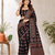 Black Color Ajrakh Print With Mirror Work And Latkan Japan Satin Saree