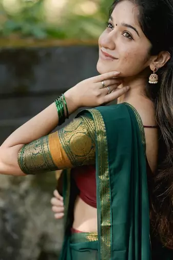 Maroon Kanjivaram Silk Half Saree – Traditional Zari Weaving Langa Voni Set For Women's