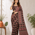 Brown Color Ajrakh Print With Mirror Work And Latkan Japan Satin Saree