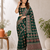 Dark Green Color Ajrakh Print With Mirror Work And Latkan Japan Satin Saree