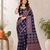 Neavy Blue Color Ajrakh Print With Mirror Work And Latkan Japan Satin Saree