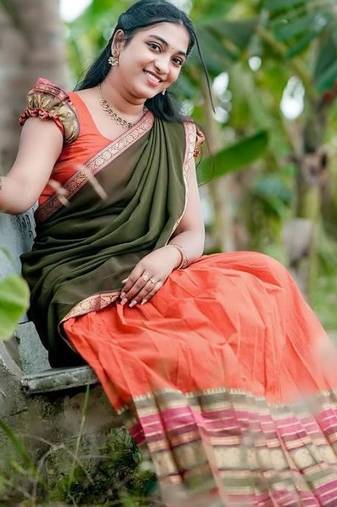 Orange Kanjivaram Silk Half Saree – Traditional Zari Weaving Langa Voni Set For Women's