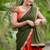 Orange Kanjivaram Silk Half Saree – Traditional Zari Weaving Langa Voni Set For Women's