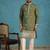 Mens silk blend green solid embroidered calf length straight kurta
