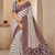 White Color Ajrakh Print With Mirror Work And Latkan Japan Satin Saree