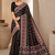 Black Color Ajarakh Print With Mirror Work And Latkan Japan Satin Saree