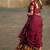 Deep Maroon Kanjivaram Silk Half Saree – Traditional Gold Zari Weaving Langa Voni Set For Women's