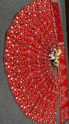 RED NET PARTY WEAR EMBROIDERY LEHENGA CHOLI 4