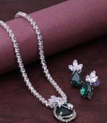 Western party wear silver plated chain pendant set
