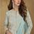 Ice mint blue color real chinon embroidered suit set with tassel lace