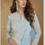 Sky blue color real chinon embroidered suit set with tassel lace
