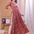 Red striped printed rayon a-line pleated kurta