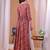 Red striped printed rayon a-line pleated kurta