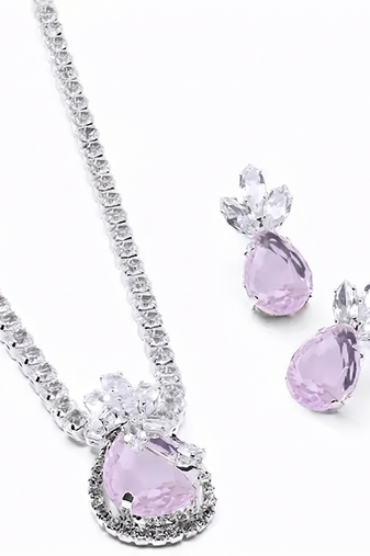 Western party wear silver plated chain pendant set