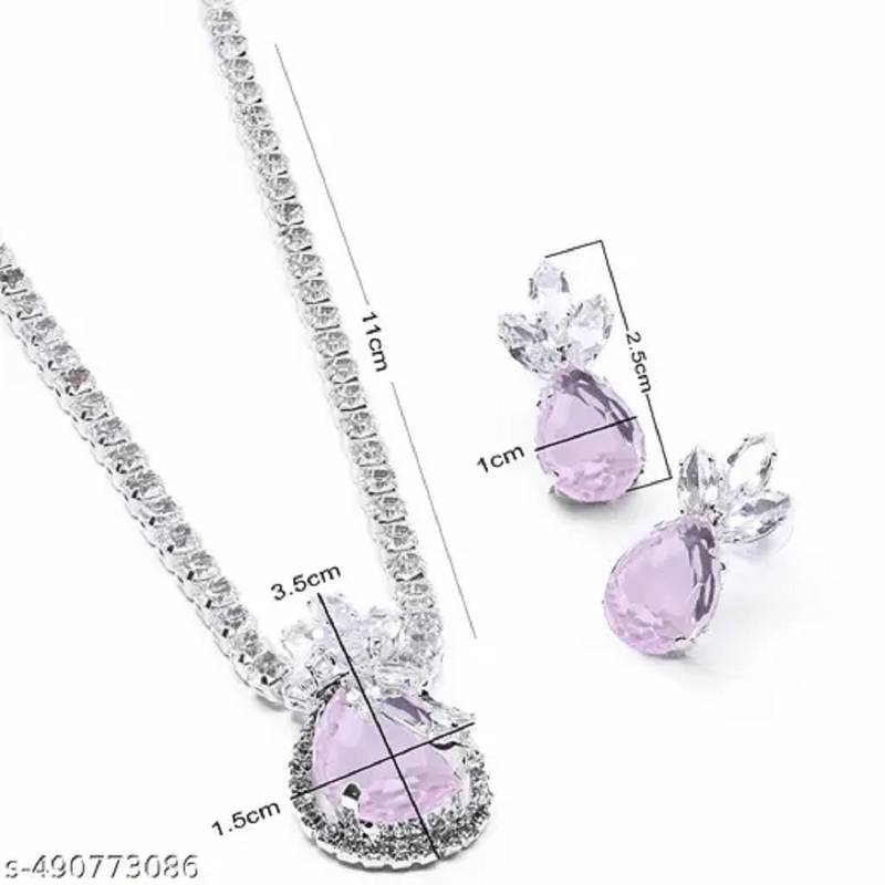Western party wear silver plated chain pendant set