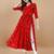 Red bandhani print mirror work rayon a-line kurta