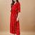 Red bandhani print mirror work rayon a-line kurta