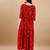 Red bandhani print mirror work rayon a-line kurta