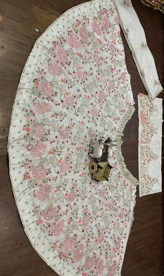 WHITE SILK PARTY WEAR EMBROIDERY LEHENGA CHOLI 4