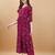Wine bandhani print mirror work rayon a-line kurta