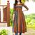 Blue geometric printed rayon a-line pleated kurta