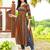 Blue geometric printed rayon a-line pleated kurta