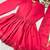 Girls ranipink roman silk pleated anarkali kurta with palazzo & dupatta set