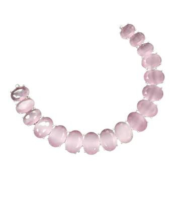 Baby pink ad stone rhodium-plated necklace set with earrings 2