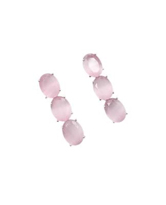 Baby pink ad stone rhodium-plated necklace set with earrings 3