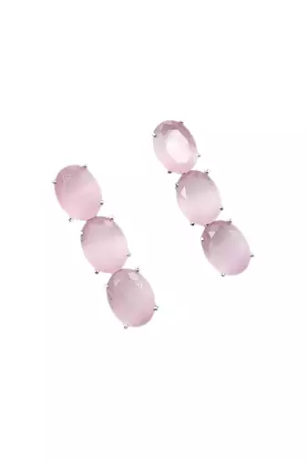 Baby pink ad stone rhodium-plated necklace set with earrings