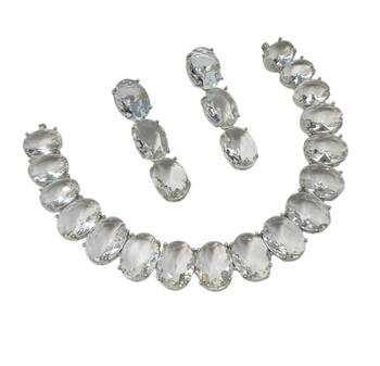 White ad stone rhodium-plated necklace set with earrings 1