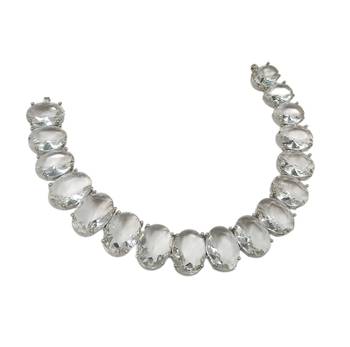White ad stone rhodium-plated necklace set with earrings 2