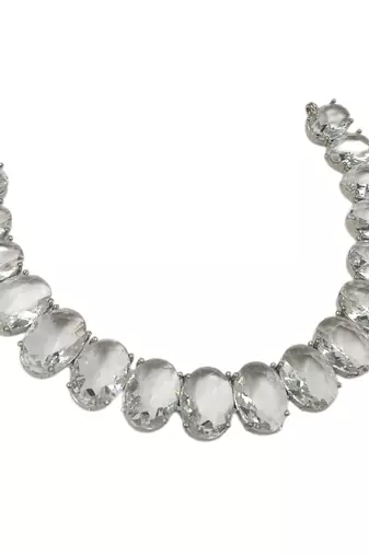 White ad stone rhodium-plated necklace set with earrings